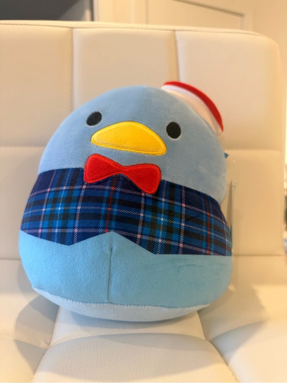 Squishmallows Light Blue Plush Bird with Yellow Beak and Red Bow